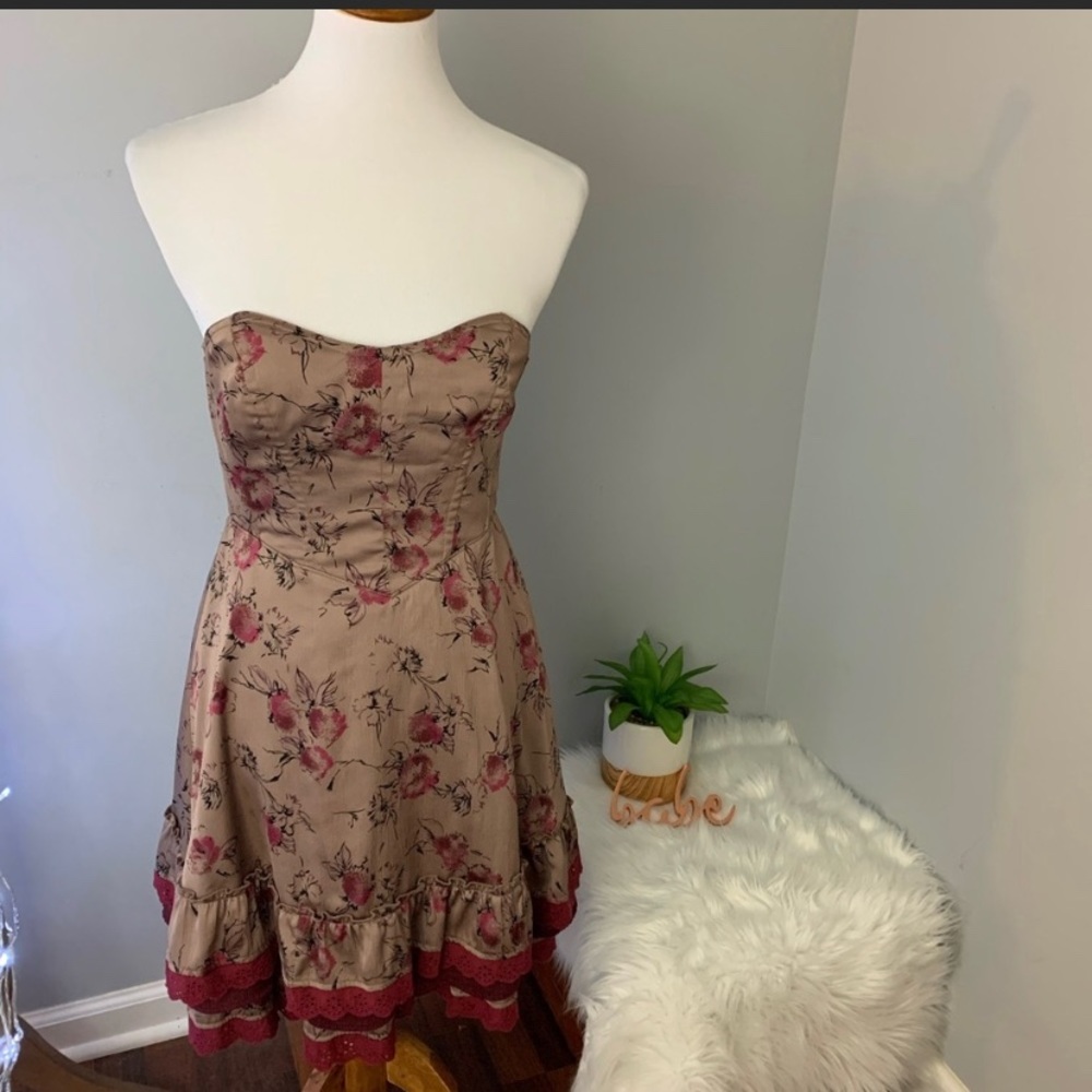 Free People Painters floral layer strapless dress